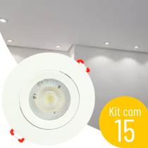 Kit 15 Spot Luminária Led 5w Embutir Redondo 6500k Branco Frio Decoração Casa Loja Gesso Sanca-Avant