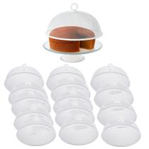 Kit 15 Tela Protetora para Alimento Cúpula Redonda de Metal Branca com Alça Lyor 30x12cm Kit 15 Tela Protetora para Alimento Cúpula Redonda de Metal Branca com Alça Lyor 30x12cm