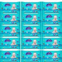 Kit 15 Toalhas Umedecidas Estrelinhas 50 folhas 20x12 cm