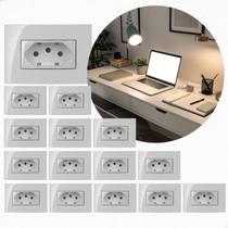 Kit 15 Tomada para Móveis embutir mesa de escritório painel de TV armários 2p+t 20a Branca