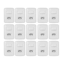 Kit 15 Uni - MG B3 Conj 2P+T 10A + 1 Int Paralelo 10A Branco