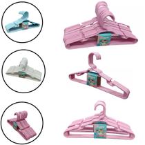 Kit 15 Unidades Cabides Infantis Reforçados Para Organização Rosa Roupa Infantil Bebê