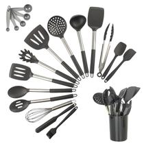 Kit 15 Utensílios De Cozinha Com Cabo De Inox E Silicone - Albha
