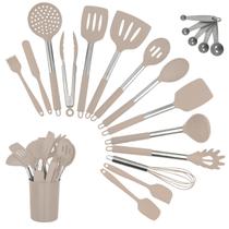 Kit 15 Utensílios De Cozinha Com Cabo De Inox E Silicone Kit 15 Utensílios De Cozinha Com Cabo De Inox E Silicone