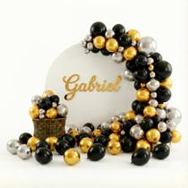 Kit 150 Balões Festa Preto+Prata+dourado Balão aniversário