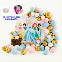 Kit 150 Balões Festa Princesas Fita+ Bexigas Aniversários