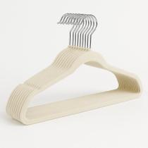 Kit 150 Cabides De Veludo Ultra Fino Antideslizante Bege