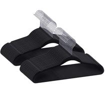 Kit 150 Cabides de Veludo Ultra Fino Antideslizante Preto Kit 150 Cabides de Veludo Ultra Fino Antideslizante Preto