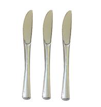 Kit 150 Facas Descartáveis De Luxo Em Plástico Prata 19,5cm
