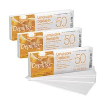 Kit 150 Lenços para Depilação Fibra Natural Depilação Depilflax 50 Unidades