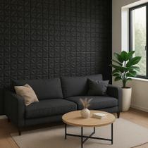 Kit 150 Placas 3D PVC 25x25 Preto Revestimento Parede Kit 150 Placas 3D PVC 25x25 Preto Revestimento Parede