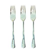 Kit 150 un Garfos Refeição Luxo Plástico Prata 18cm Festa