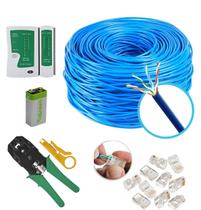 Kit 150m Cabo Rede + Testador + Alicate + 50 Rj45 + Bateria