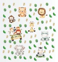 Kit 156 Adesivos Para Parede Safari Animais Quarto Infantil
