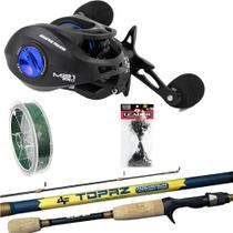 Kit 15kg Carretilha Anti Cabeleira Vara de Carbono e Leader