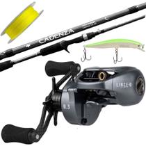 Kit 15kg Carretilha Carbon Lince 8.3Rec Vara 1,68mt 2 Partes