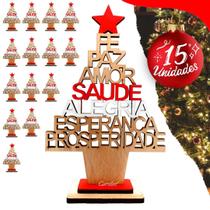 Kit 15Un Mini Arvore De Natal Enfeite Madeira presente 18Cm