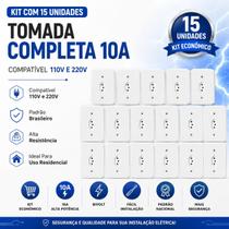 Kit 15Un Tomada Simples 10A Completa 110V-220V Bivolt Kit 15Un Tomada Simples 10A Completa 110V-220V Bivolt