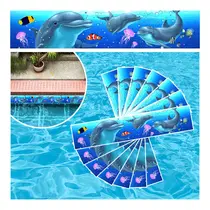 Kit 16 Adesivos Piscina Faixas Golfinho 100x30cm