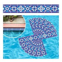 Kit 16 Adesivos Piscina Vinílico Borda Quadrado 100x15cm