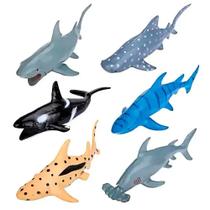 Kit 16 Animais Aquaticos Tubarõs Marinhos Baleia Peixe Nemo e plantinhas aquario brinquedo infantil