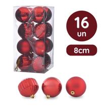 Kit 16 Bolas Natal 8cm Enfeite Árvore Luxo Diversas Cores