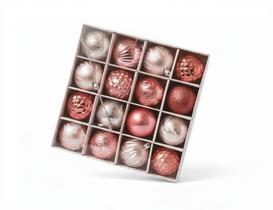 Kit 16 Bolas Natal Pendente Rose Gold Árvore Tamanho 6