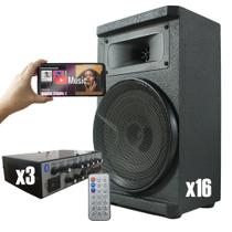 Kit 16 Caixas de Som Ambiente 2080W +3 Amplificadores RC7000 - Music Way
