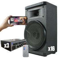 Kit 16 Caixas de Som Ambiente 2080W +3 Amplificadores RC7000