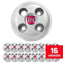 Kit 16 Calota Centro Roda Strada 2000 Emblema - Prata