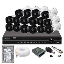 Kit 16 Câmeras 1120b Intelbras Dvr Intelbras Mhdx 1232 Hd 3tb