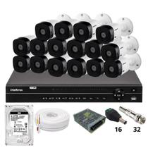 Kit 16 Câmeras 1120b Intelbras Dvr Intelbras Mhdx 1232 Hd 4tb