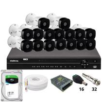 Kit 16 Câmeras 1120b Intelbras Dvr Intelbras Mhdx 1232 Hd 6tb
