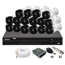 Kit 16 Câmeras 1120b Intelbras Dvr Intelbras Mhdx 1232 Sem Hd