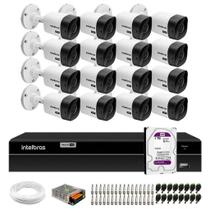 Kit 16 Câmeras Bullet VHC 1120 B HDCVI HD 720p IP66 Visão Noturna 20M Intelbras + DVR MHDX 1316 com 16 Canais Multi HD Intelbras + HD 1TB Purple