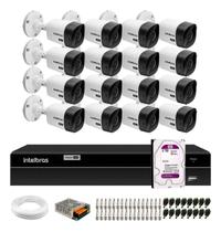 Kit 16 Câmeras Bullet VHC 1120 B HDCVI HD 720p IP66 Visão Noturna 20M Intelbras + DVR MHDX 1316 com 16 Canais Multi HD Intelbras + HD 2TB Purple