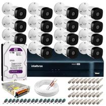 Kit 16 Câmeras de Segurança 20m Infravermelho HD 720p VHL 1120 B + DVR 1116 Intelbras com HD 1TB