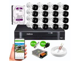 Kit 16 Câmeras de Segurança Intelbras VHD 1010B HD 720p - DVR 1116 16 Canais - HD 1TB