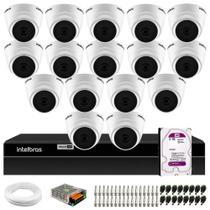 Kit 16 Câmeras Dome VHL 1220 D G2 HDCVI 2mp Full HD 1080p + DVR Intelbras MHDX 1316 Full HD 16 Canais Multi HD + HD 2TB