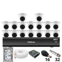 Kit 16 Câmeras Intelbras 1220 D Mic 1080p Com Microfone Dvr Intelbras Imhdx 3132 Inteligência Artificial Hd 3tb