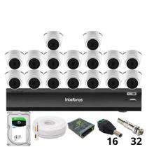 Kit 16 Câmeras Intelbras 1220 D Mic 1080p Com Microfone Dvr Intelbras Imhdx 3132 Inteligência Artificial Hd 6tb