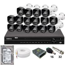 Kit 16 Câmeras Intelbras 1220b Full Color Dvr Intelbras Mhdx 1232 Hd 3tb
