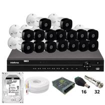 Kit 16 Câmeras Intelbras 1220b Full Hd Dvr Intelbras Mhdx 1232 Hd 4tb