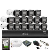 Kit 16 Câmeras Intelbras 3220b Full Color Com Áudio Dvr Intelbras Imhdx 3132 Inteligência Artificial Hd 1tb