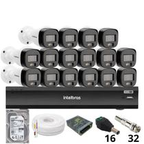 Kit 16 Câmeras Intelbras 3220b Full Color Com Áudio Dvr Intelbras Imhdx 3132 Inteligência Artificial Hd 3tb