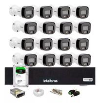 Kit 16 Cameras Intelbras Full Color Dvr 16 Canais, Hd 1 Tera