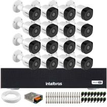 Kit 16 Câmeras Intelbras HD 720p VHD 3120 B G7 Bullet Visão Noturna 20m Proteção IP67 + Dvr Intelbras MHDX 1016-C 16 Canais