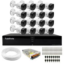 Kit 16 Câmeras Intelbras VHC 1120 B HD 720p Visão Noturna 20m Resistente à Chuva IP66 + Dvr Tudo Forte TFHDX 3316 Full HD 16 Canais Com App Xmeye