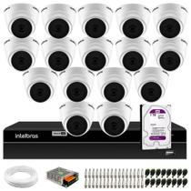 Kit 16 Câmeras Intelbras VHD 1120 Dome G7 HD 720p, Lente 2.8mm, Visão Noturna 20m + DVR Intelbras MHDX 1316 Full HD 16 Canais Multi HD + HD 1TB