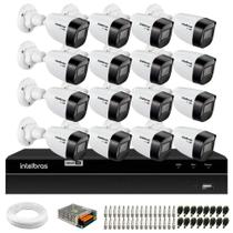 Kit 16 Câmeras Intelbras VHD 1130 B HD 720p Bullet com Lente 2.8mm Visão Noturna 30m IP67 + DVR Intelbras MHDX 1216 Full HD 16 Canais Multi HD